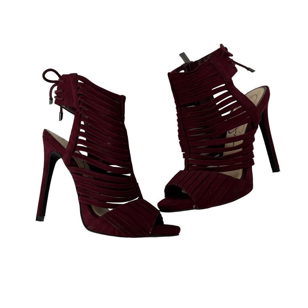 Jessica Simpson Dark‎ Garner Strap Peep Toe Heels Womens 5.5